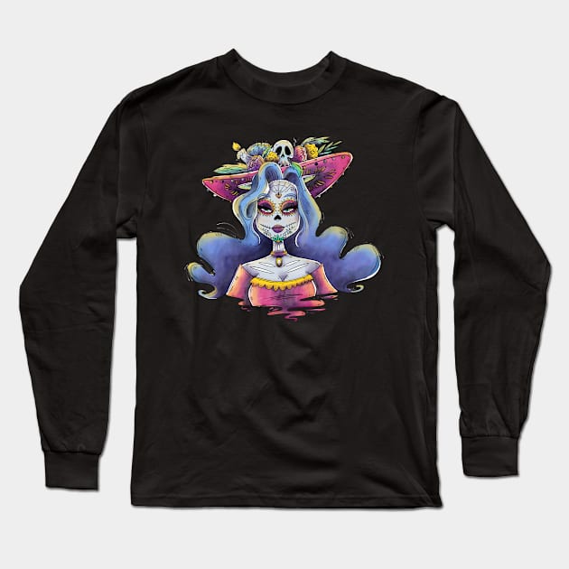 Day Of The Dead La Calavera Catrina Long Sleeve T-Shirt by Flippin' Sweet Gear